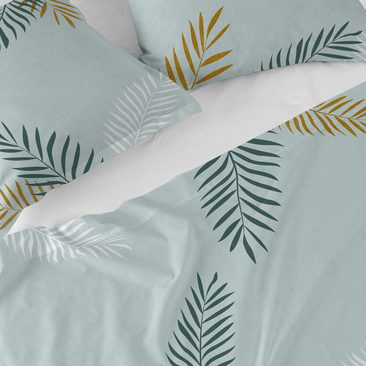 Lençol de cima HappyFriday Blanc Foliage Mint Multicolor 240 x 270 cm